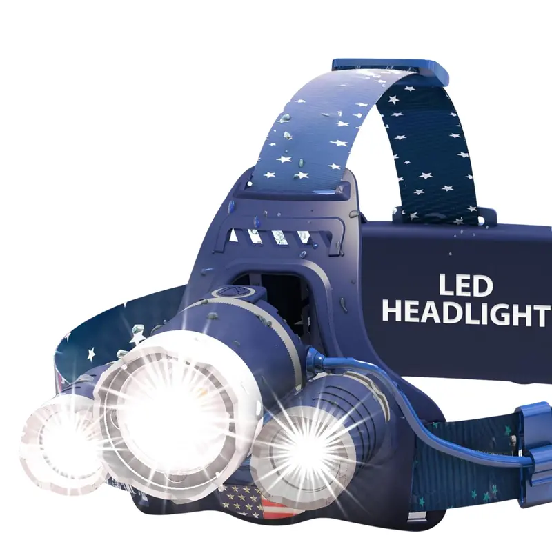 Rechargeable LED Headlamp with Adjustable Focus Beam, Red Night Mode & USB-C Charging