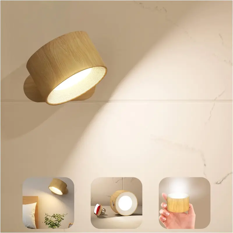 Rechargeable LED Wall Sconce – Battery-Powered, USB-Chargeable & Adjustable Color Temperature