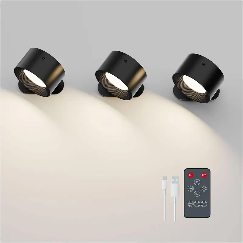 Rechargeable LED Wall Sconce – Battery-Powered, USB-Chargeable & Adjustable Color Temperature