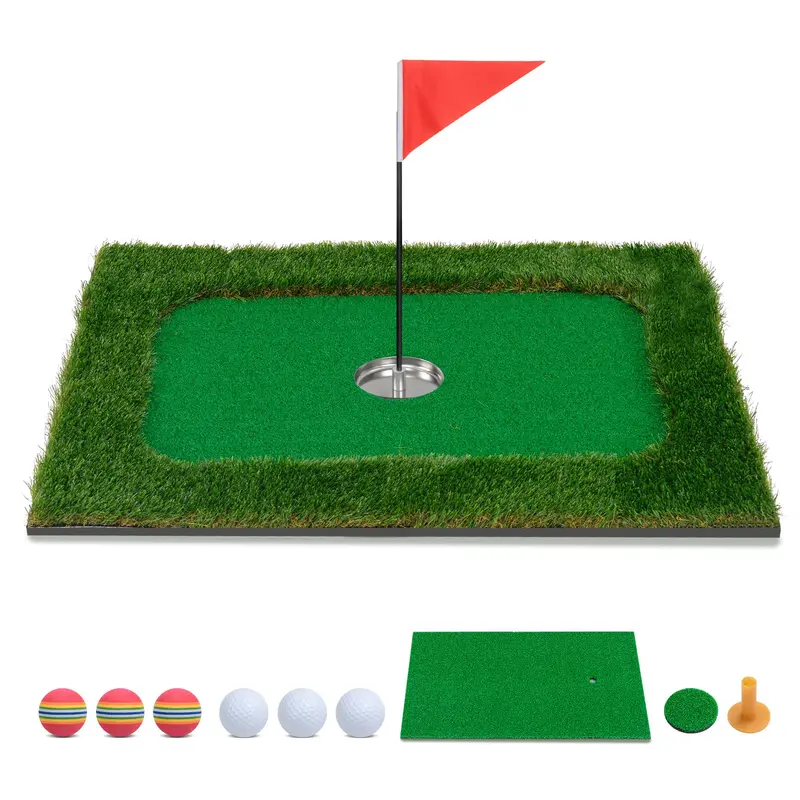 Rectangular Floating Pool Golf Green – Compact Chipping Mat Set with Accessories (35.5" x 23.5")