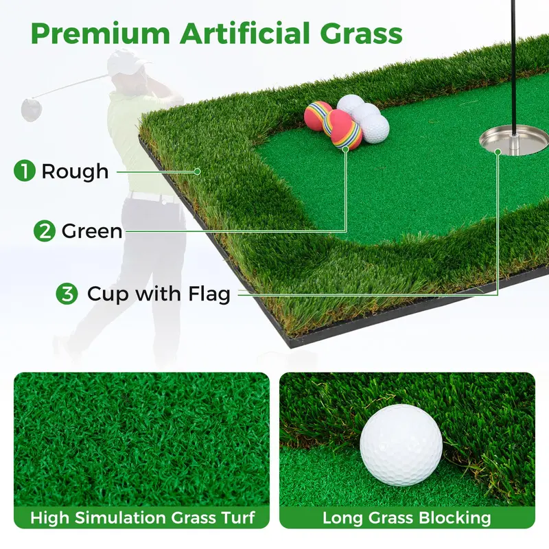 Rectangular Floating Pool Golf Green – Compact Chipping Mat Set with Accessories (35.5" x 23.5") 2