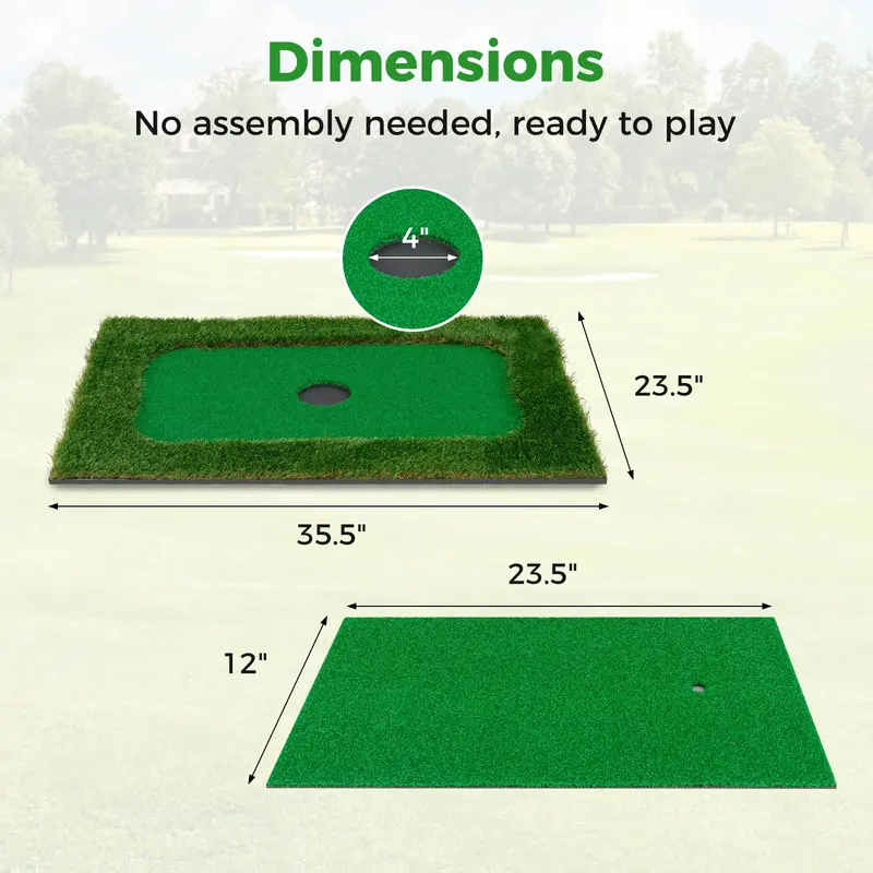 Rectangular Floating Pool Golf Green – Compact Chipping Mat Set with Accessories (35.5" x 23.5")