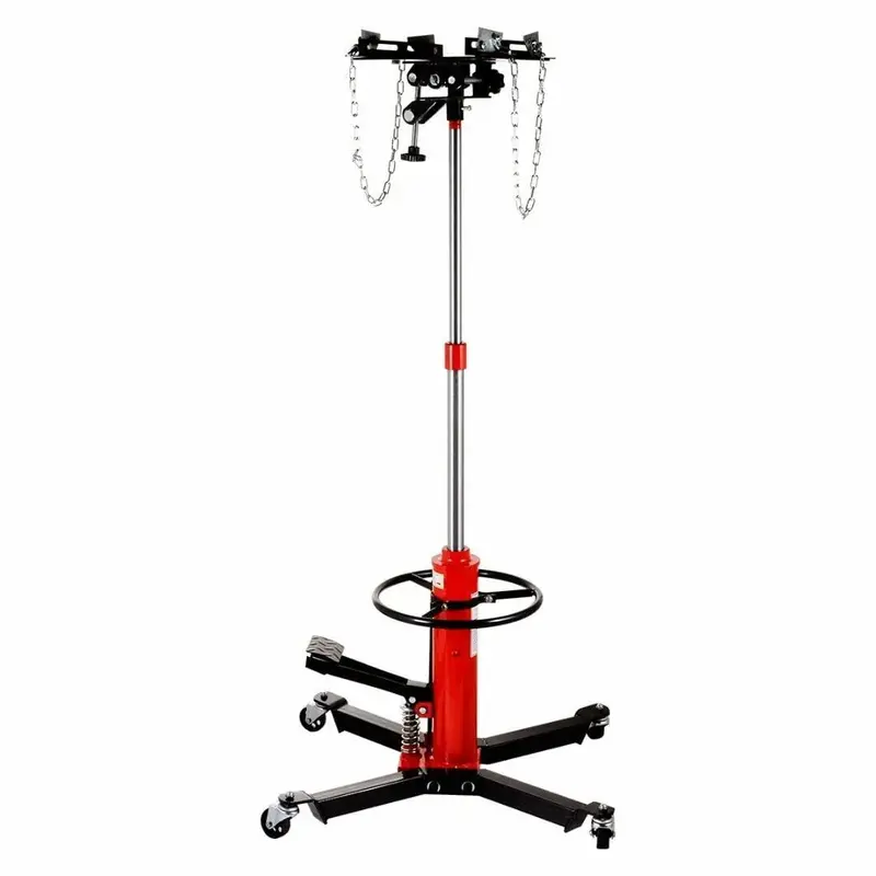 Red 1660-lb Hydraulic Transmission Jack – Vertical Lift with 360° Rotating Wheels and 33"–70" Height Range