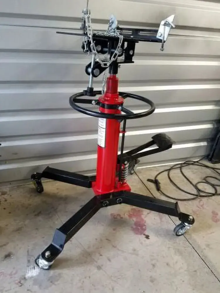 Red 1660-lb Hydraulic Transmission Jack – Vertical Lift with 360° Rotating Wheels and 33"–70" Height Range