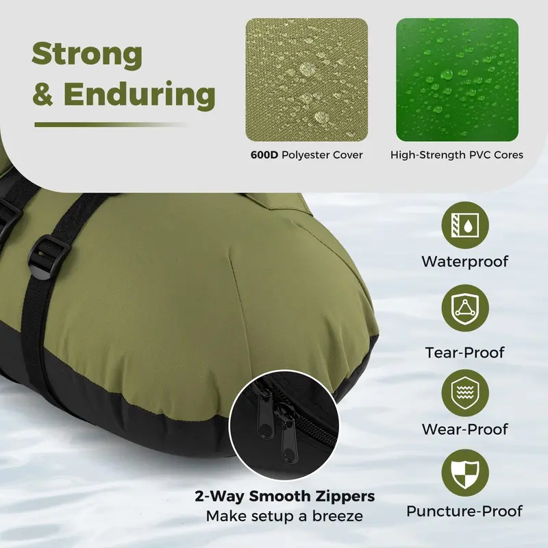 Reinforced Inflatable Float Tube for Anglers Featuring Rod Holder and Durable Construction 2