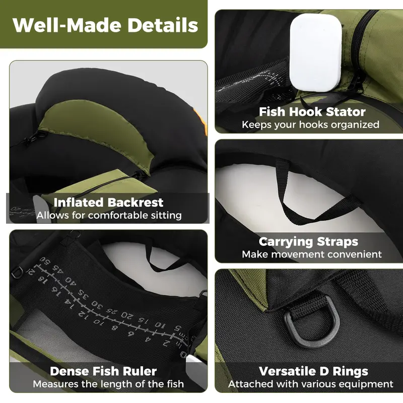 Reinforced Inflatable Float Tube for Anglers Featuring Rod Holder and Durable Construction