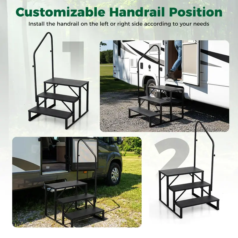 Reinforced RV Entry Step with Integrated Handrail – Ideal for Hot Tubs & Outdoor Stairs