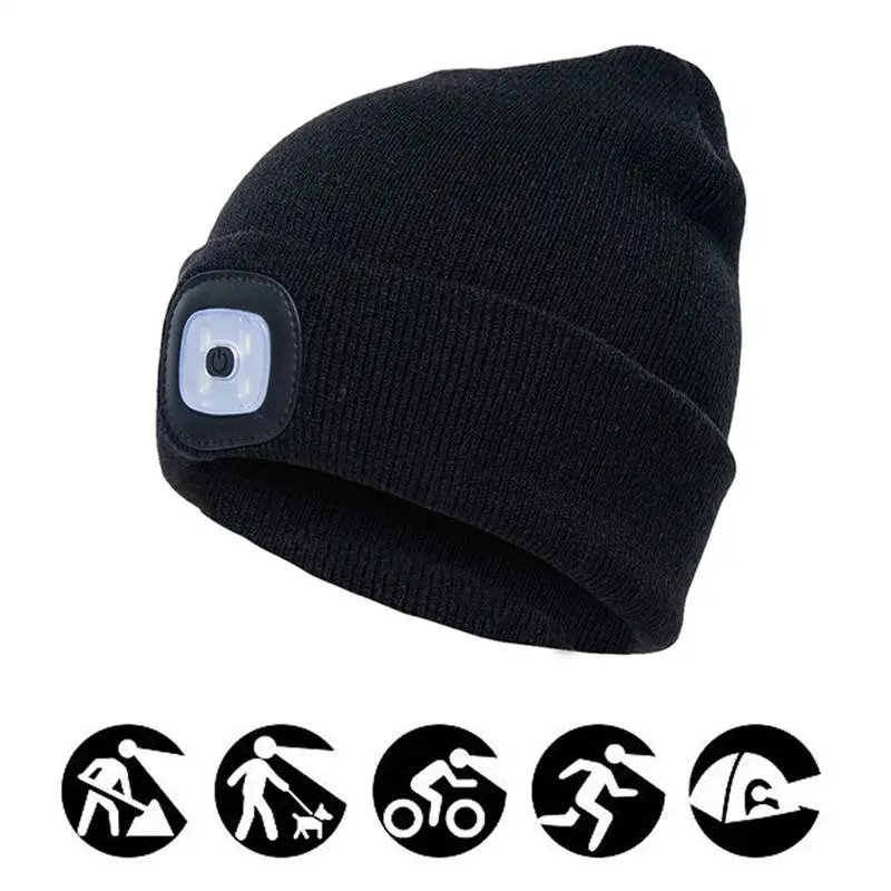 Removable LED Headlamp Beanie – Hands-Free Lighting for Hiking & Night Tasks