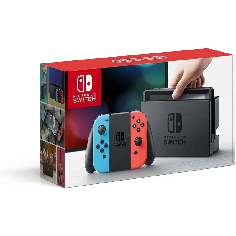 Renewed Neon Red & Blue Joy-Con Controllers for Nintendo Switch