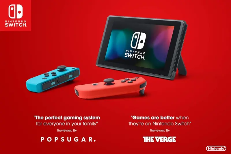 Renewed Neon Red & Blue Joy-Con Controllers for Nintendo Switch
