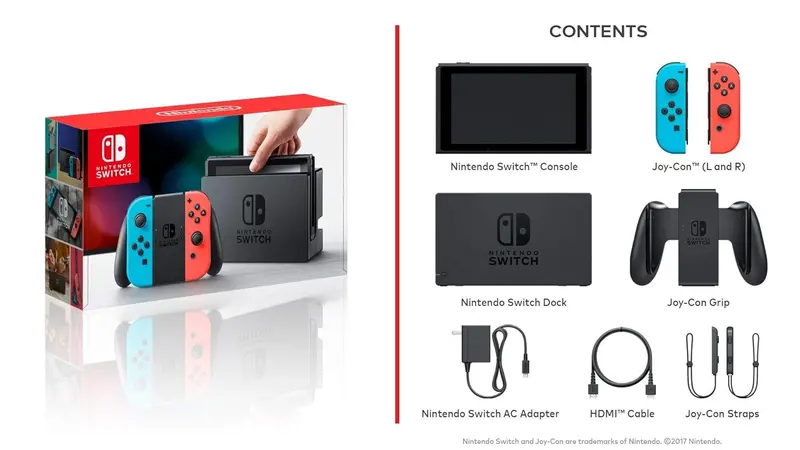 Renewed Neon Red & Blue Joy-Con Controllers for Nintendo Switch