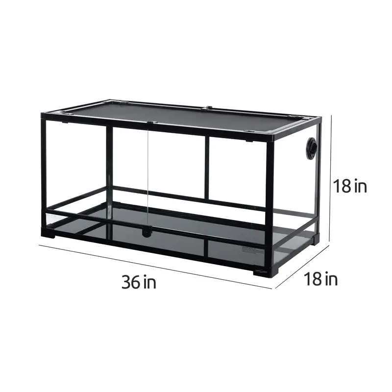 REPTI-ZOO 40-Gallon Front-Opening Dual-Door Glass Terrarium for Reptiles