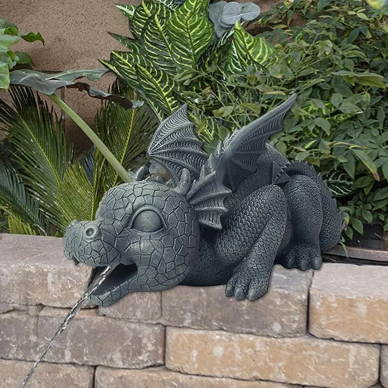 Resin Dragon Water Feature Statue | Realistic Spraying Fountain for Landscaping 2
