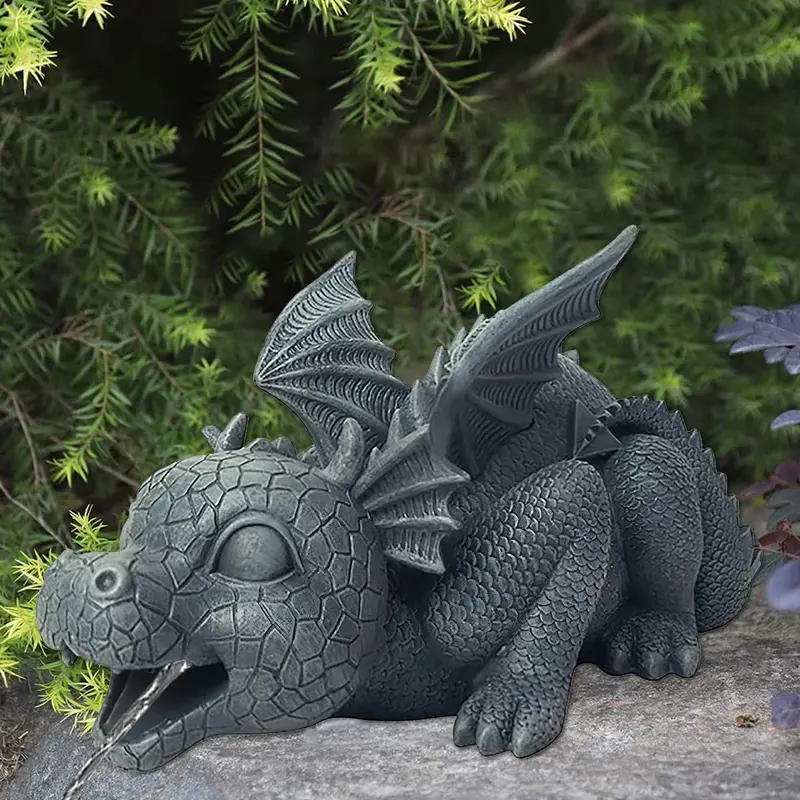 Resin Dragon Water Feature Statue | Realistic Spraying Fountain for Landscaping