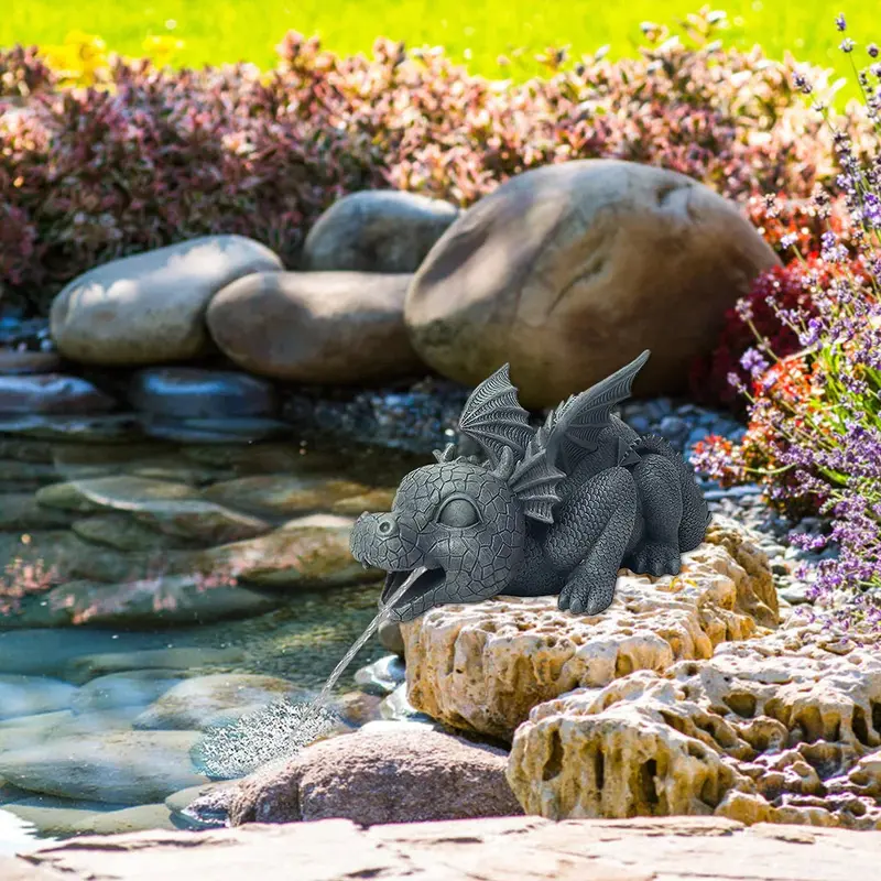 Resin Dragon Water Feature Statue | Realistic Spraying Fountain for Landscaping