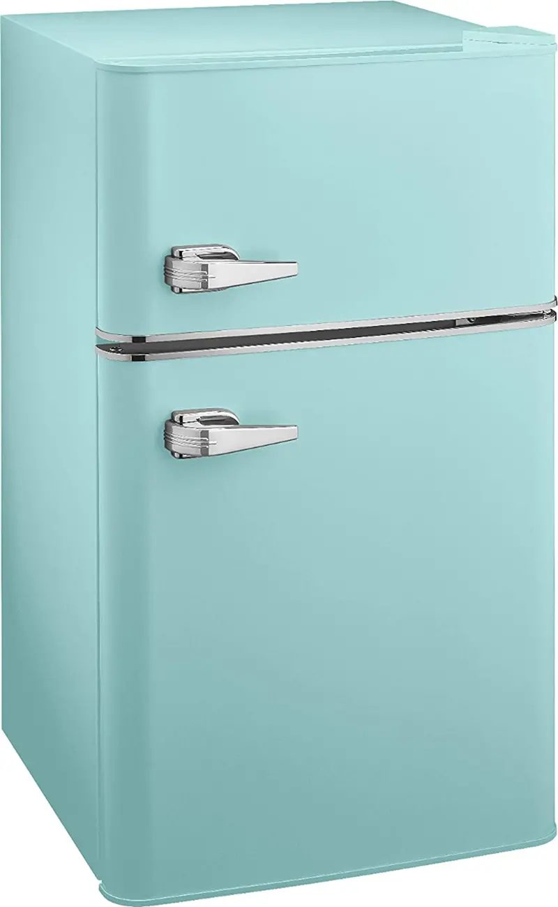 Retro-Style Mini Fridge – 3.1 Cu Ft with Top Freezer Compartment, Cool Mint Finish