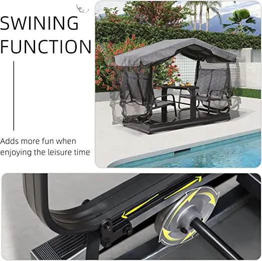 Retro-Style Outdoor Glider Bench – Powder-Coated Metal Porch Swing with Smooth Rocking Motion