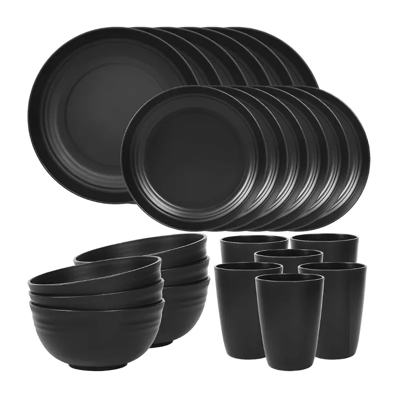 Reusable BPA-Free Plastic Plates & Bowls Set – Ideal for Camping and Everyday Use