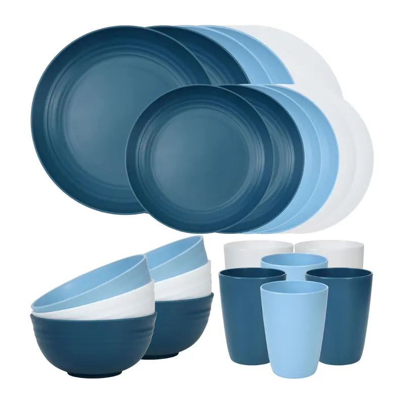 Reusable BPA-Free Plastic Plates & Bowls Set – Ideal for Camping and Everyday Use