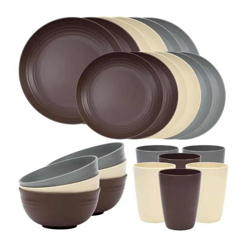Reusable BPA-Free Plastic Plates & Bowls Set – Ideal for Camping and Everyday Use