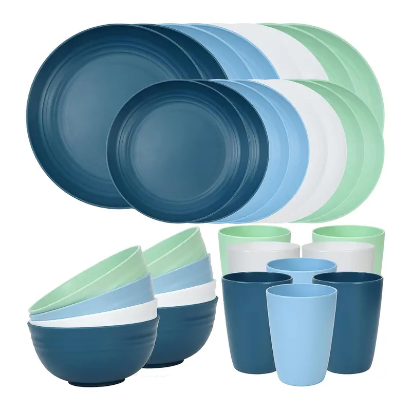 Reusable BPA-Free Plastic Plates & Bowls Set – Ideal for Camping and Everyday Use