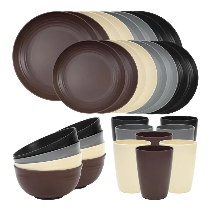 Reusable BPA-Free Plastic Plates & Bowls Set – Ideal for Camping and Everyday Use