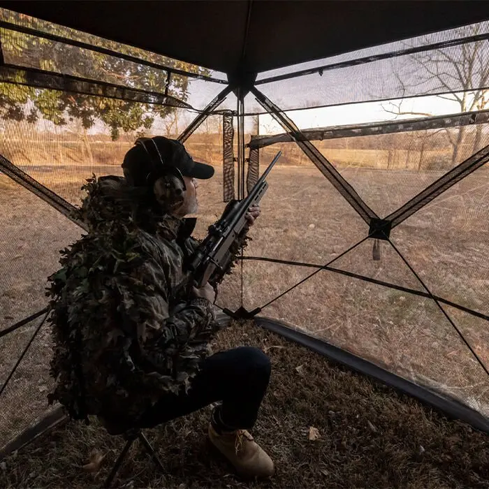 Rhino 180 Ground Blind – Realtree Edge Camo Hunting Blind with Quiet Entry System