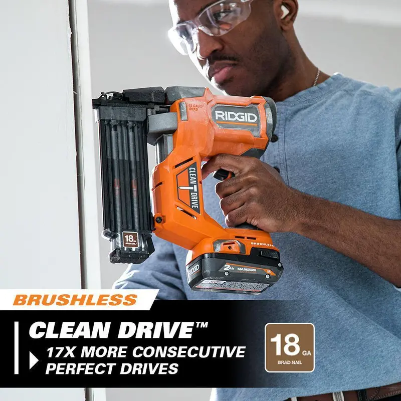 RIDGID 18V Brushless Cordless Nailer Combo Kit – Brad and Finish Nailers, Dual Batteries, Fast Charger, and Pro-Grade Build Quality