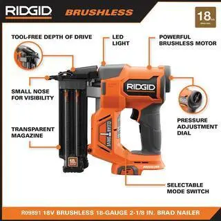 RIDGID 18V Dual-Nailer Combo Kit – Brad + Finish Nailers with Battery & Charger