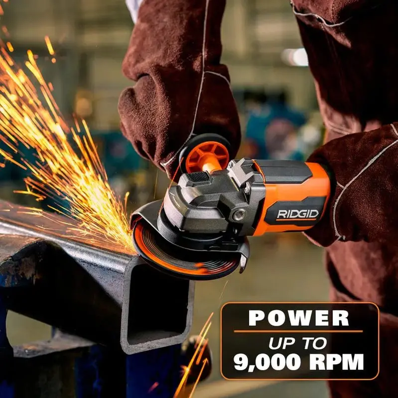 RIDGID R86047B-AC93044SBN 18V Brushless Angle Grinder Kit with Batteries & Charger