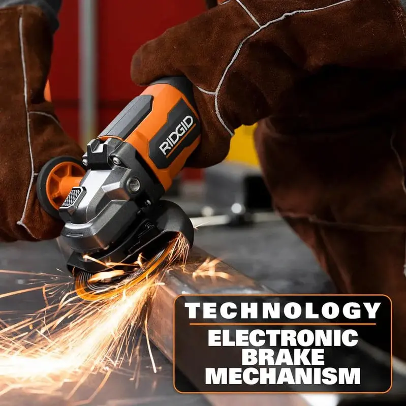 RIDGID R86047B-AC93044SBN 18V Brushless Angle Grinder Kit with Batteries & Charger