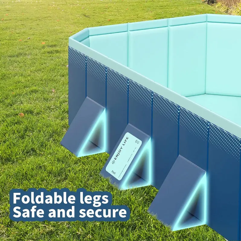 Rigid Hard-Shell Foldable Swimming Pool – Non-Inflatable Backyard Pool for Kids, Pets, or Adults (158" x 76" x 20")