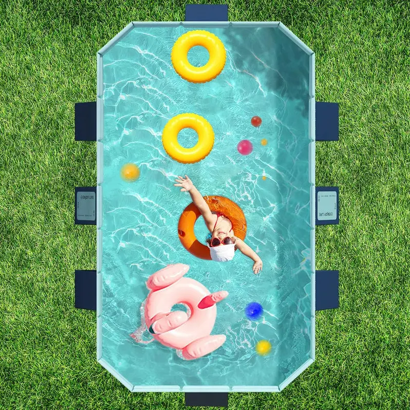 Rigid Hard-Shell Foldable Swimming Pool – Non-Inflatable Backyard Pool for Kids, Pets, or Adults (158" x 76" x 20")