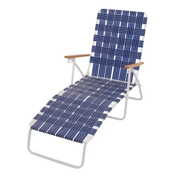 Rio Brands Steel Folding Web Chaise Lounge Chair – Blue Beach & Pool Lounger