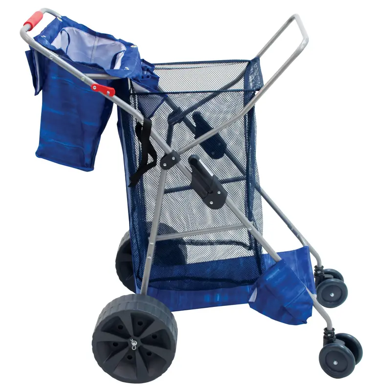 Rio Wonder Wheeler Deluxe Beach Cart – All-Terrain Folding Utility Wagon, Dark Blue