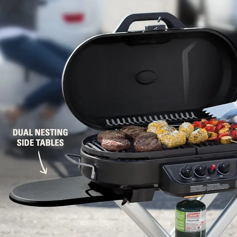 RoadTrip Portable Propane Grill – 3-Burner Stand-Up Grill with InstaStart Ignition