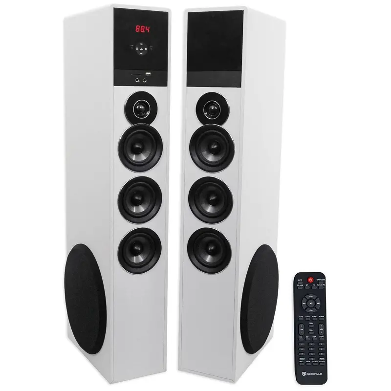Rockville TM150W Bluetooth-Enabled Home Theater System with 10-Inch Subwoofer and Remote Control – White Finish