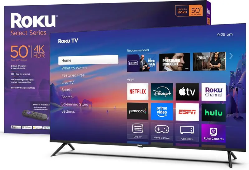 Roku 50-Inch Select Series 4K HDR Smart TV – Voice-Controlled Streaming Display