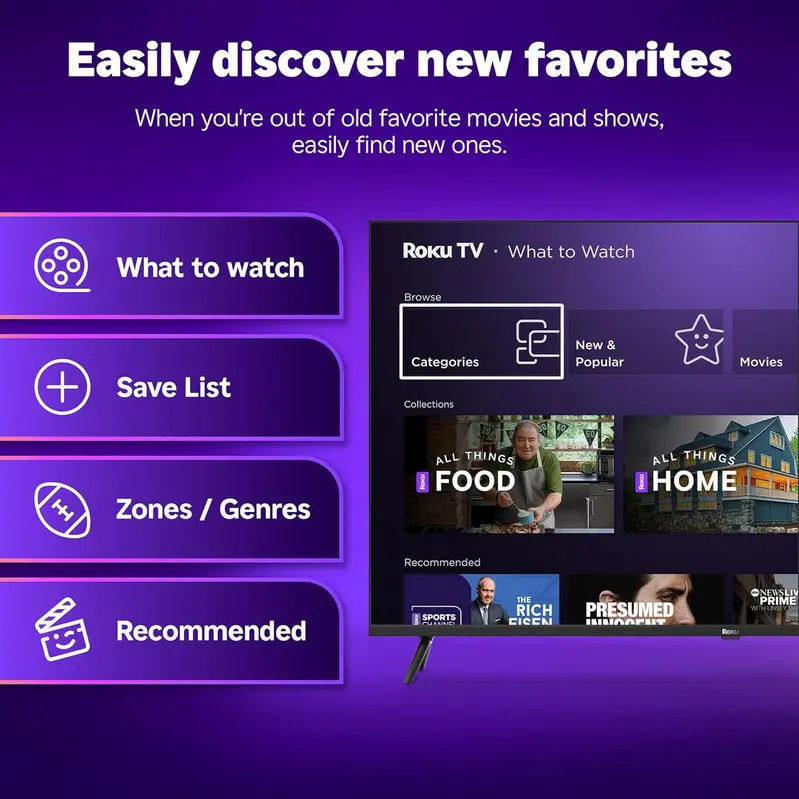 Roku 50-Inch Select Series 4K HDR Smart TV – Voice-Controlled Streaming Display