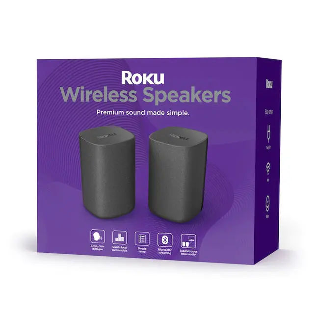 Roku Wireless Smart Speaker Set – Dual 6.1-Inch Indoor Portable Speakers, 80W Total Output