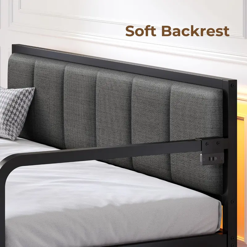 Rolanstar Adjustable Twin Daybed with Built-in USB Charging & Ambient LED Lighting