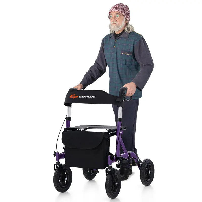 Rollator Walker with Seat, Backrest, and Brakes for Seniors