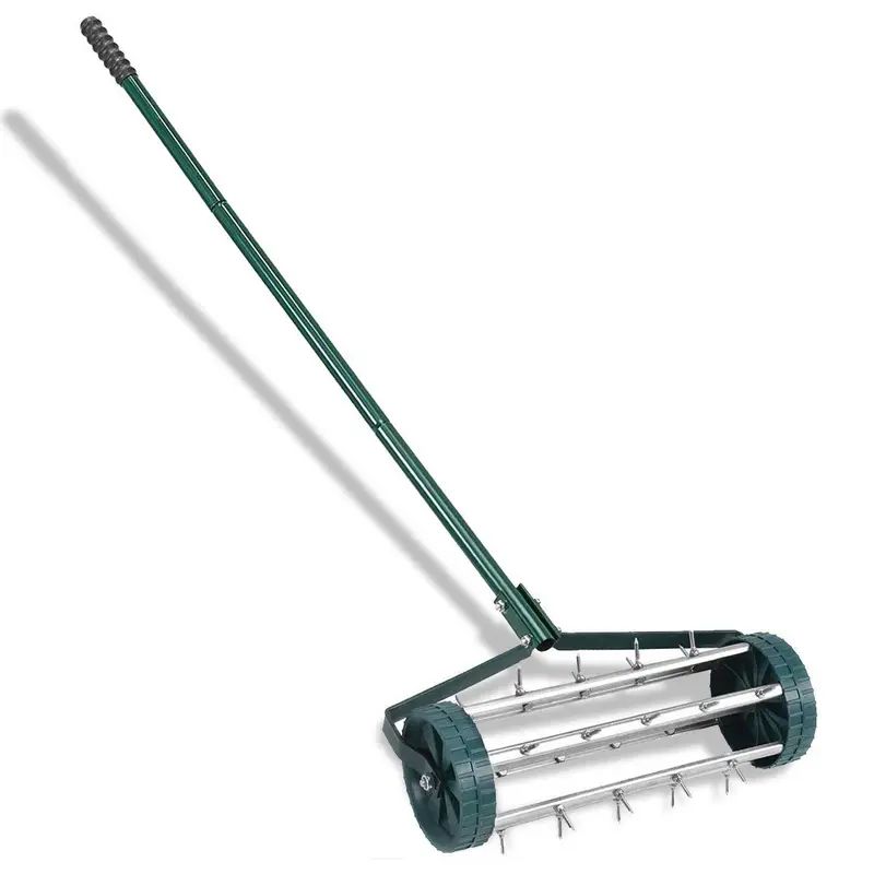Rolling 18-Inch Lawn Aerator – Heavy-Duty Rotary Spike Aeration Tool for Gardens and Yards