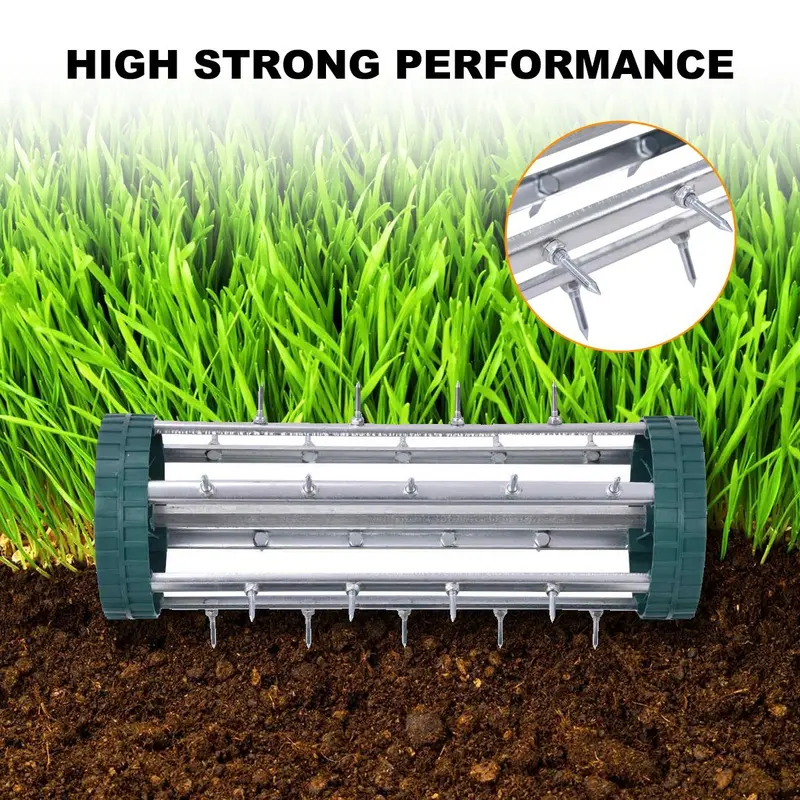 Rolling 18-Inch Lawn Aerator – Heavy-Duty Rotary Spike Aeration Tool for Gardens and Yards