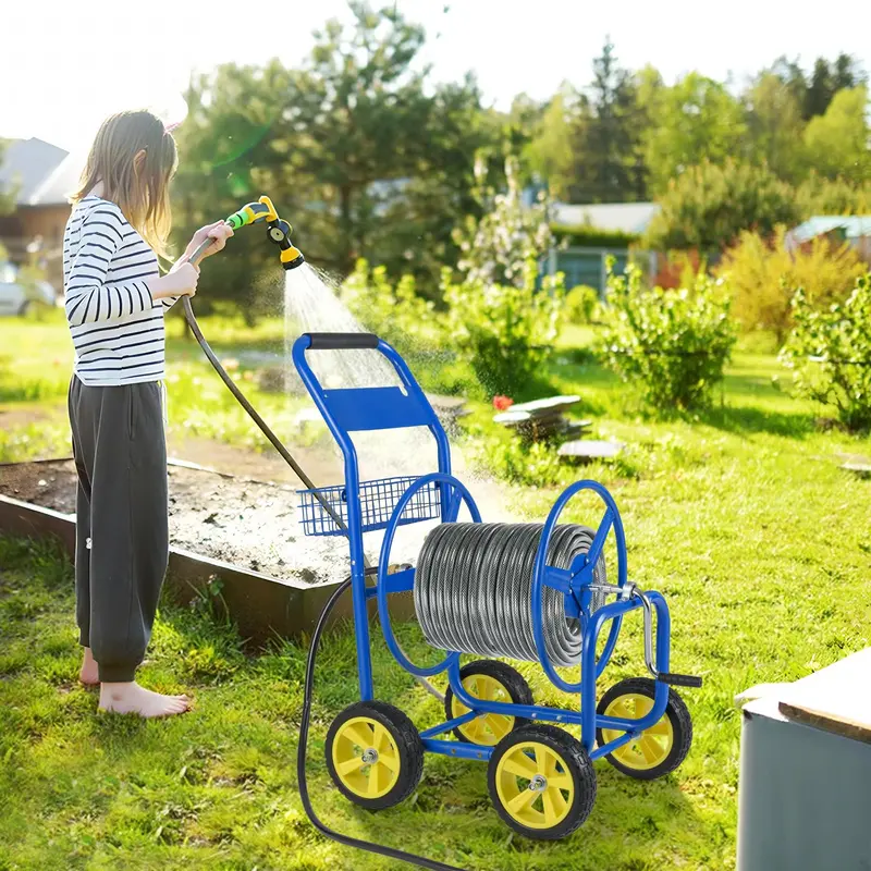 Rolling Garden Hose Reel Cart – 300 ft Capacity for 5/8" Hose with Easy-Move Wheels