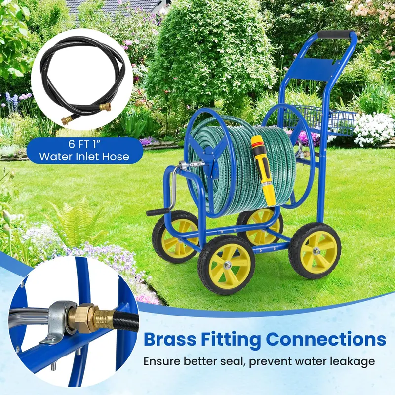 Rolling Garden Hose Reel Cart – 300 ft Capacity for 5/8" Hose with Easy-Move Wheels