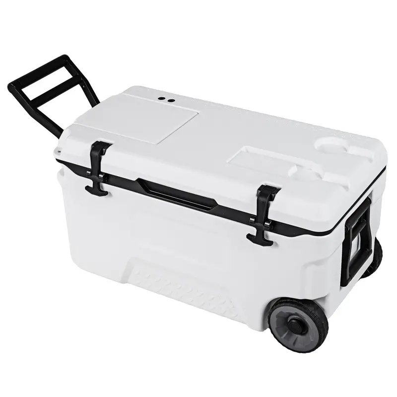 Rolling Hard-Sided Cooler – 53/74-Quart Insulated Portable Ice Chest with All-Terrain Wheels 3