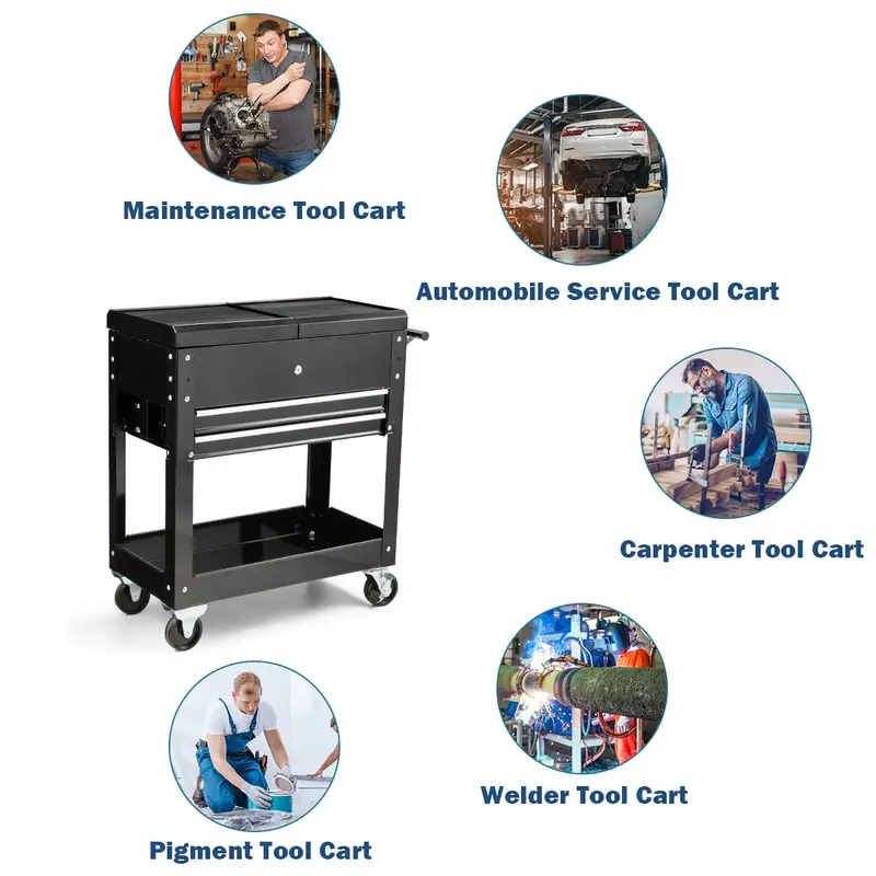 Rolling Tool Cabinet on Casters – Heavy-Duty Steel Storage Cart with Multiple Drawers