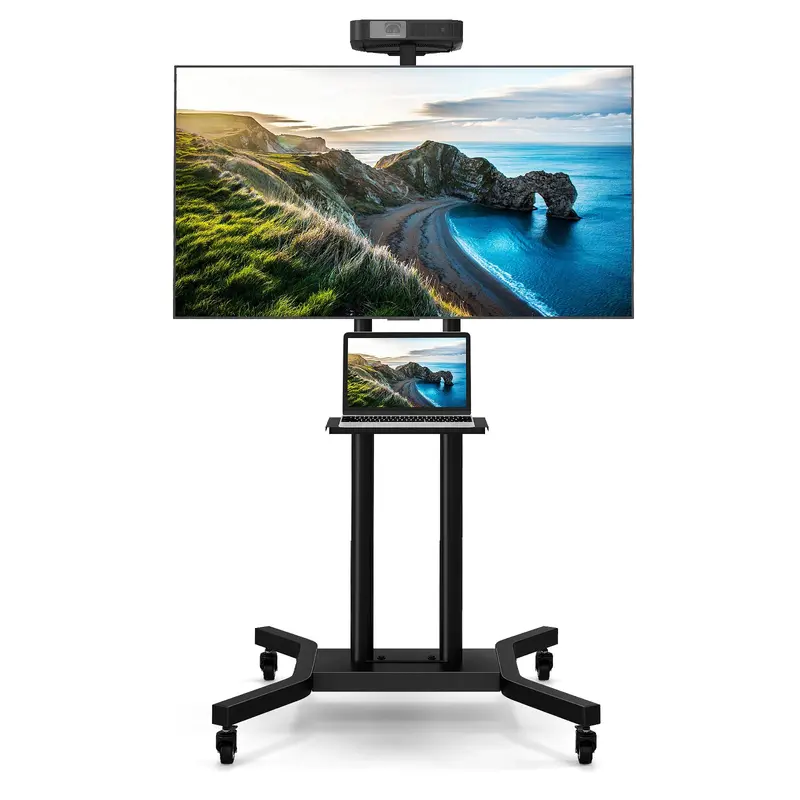 Rolling TV Cart – Lightweight Mobile Stand for 32"–70" Flat or Curved Screens (Up to 110 lbs), VESA 600x400 mm Support