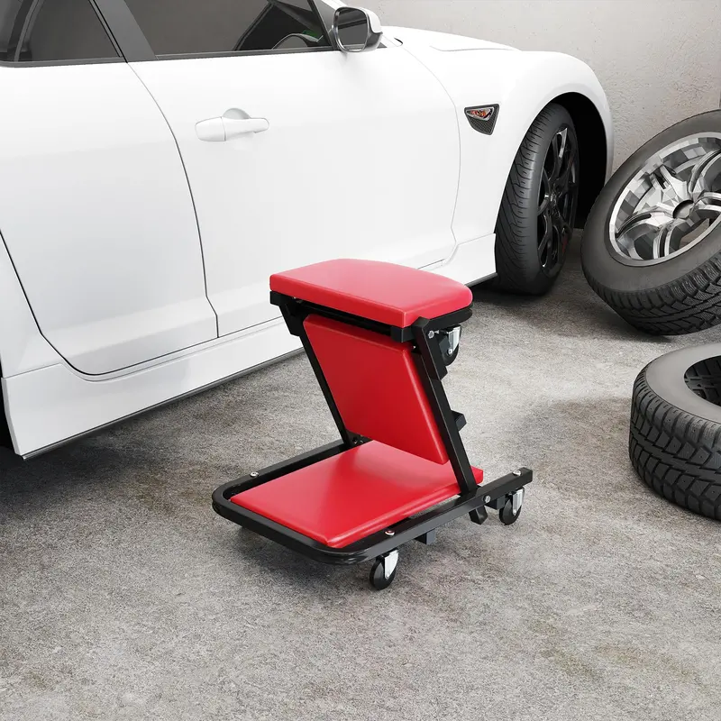 Rolling Z-Style Folding Mechanic Creeper Seat with Six Swivel Casters 2